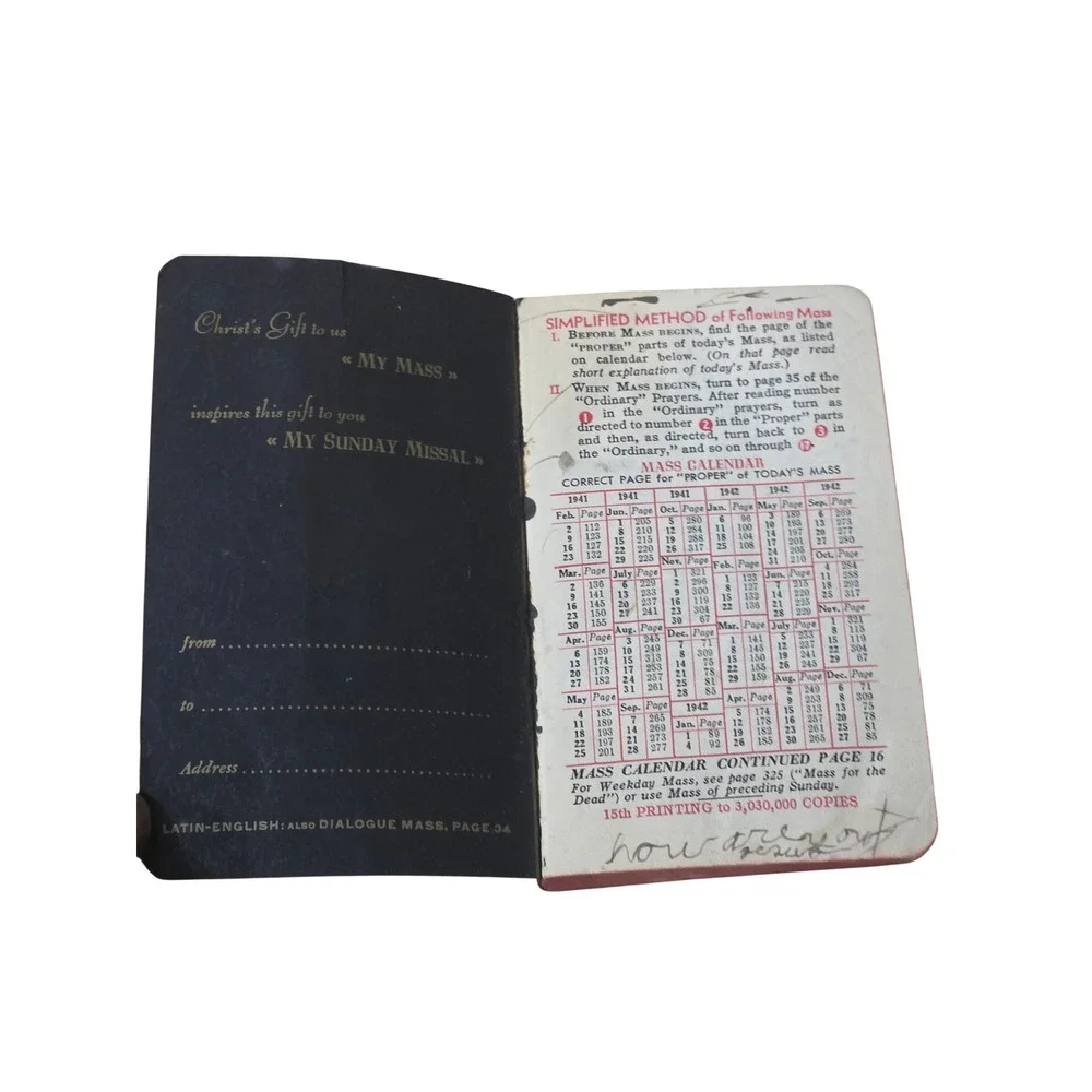 Vintage 1941 My Sunday Missal Father Stedman Latin English‎ Catholic Prayer Book